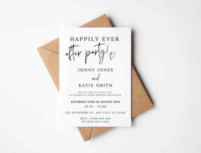 PERSONALISIERTE Hochzeitsabendeinladungen - Happily Ever After Party