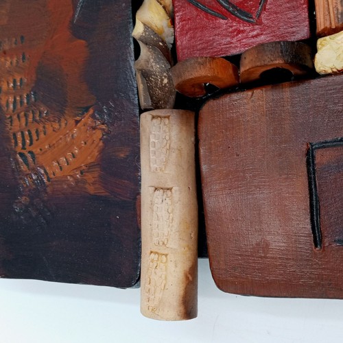 Patchwork Wall Art Sculpture Abstract Signed Assemblage Cermaic Collage Vintage - Picture 15 of 24