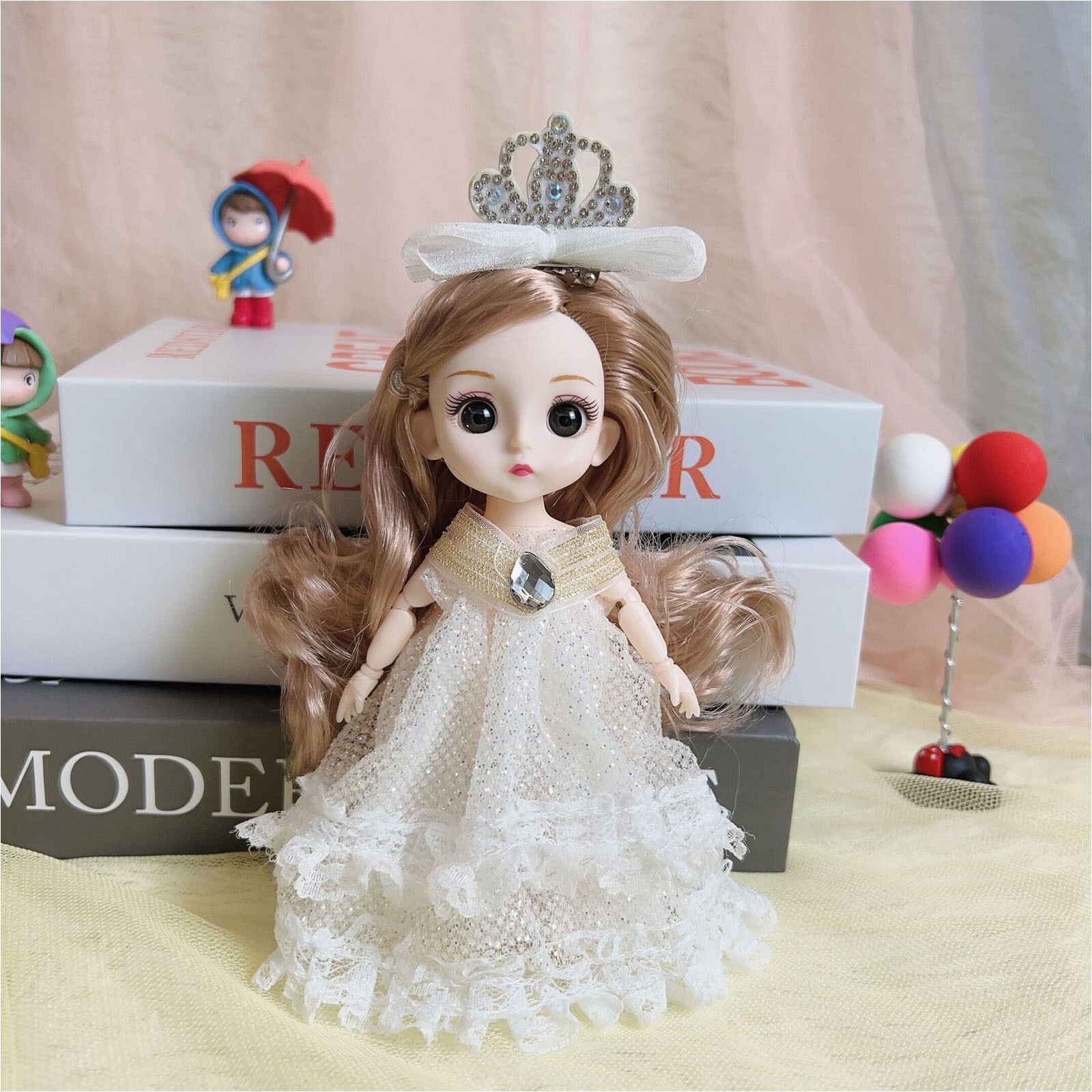 6PCS 6Inch Small Cute Sister Girl Miniature Dolls Princess Doll for Girls Gift