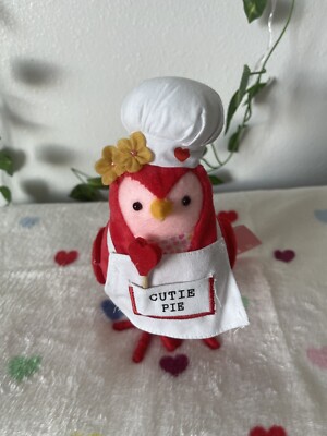 Fabric Valentine's Day Bird Figurine 'Cutie Pie' Chef.