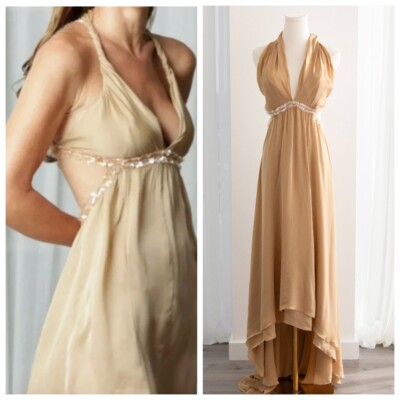 Chanel Vintage S/S 2003 Beige Silk Sequin Embellished 03P Chanel Vintage S/S 2003 Beige Silk Sequin Embellished 03P