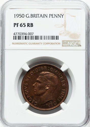 England - 1950 George VI - Proof Penny - NGC PF65 RB - WONDERFUL RICH COLOR!