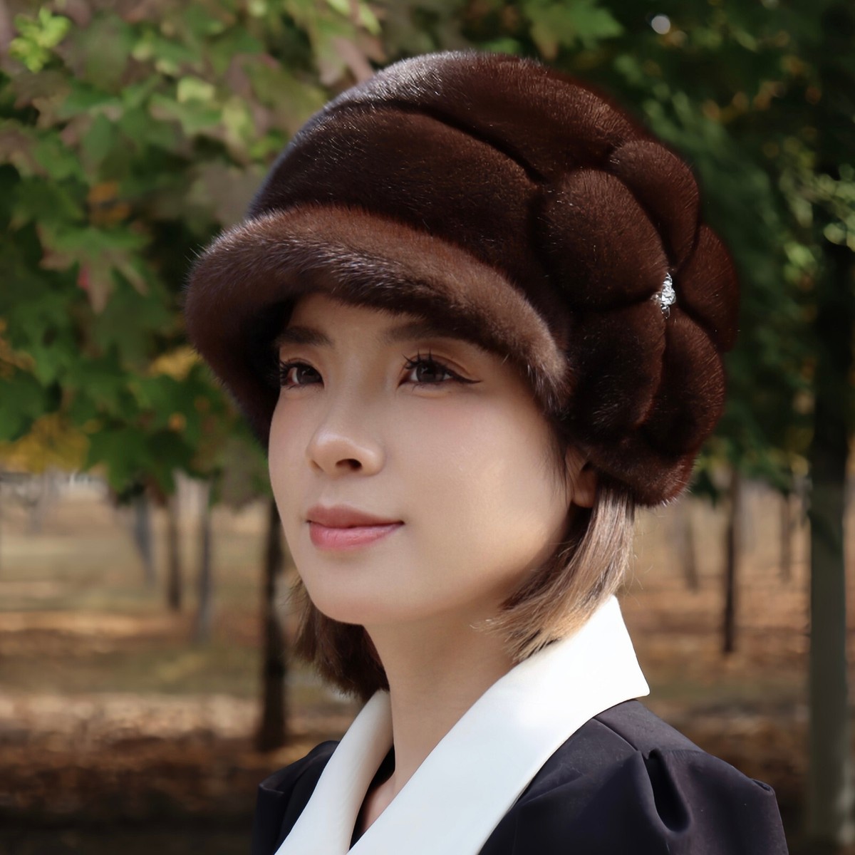 White Fur Faux Fur Coat Mink Hats For Ladies Women's Real Rabbit