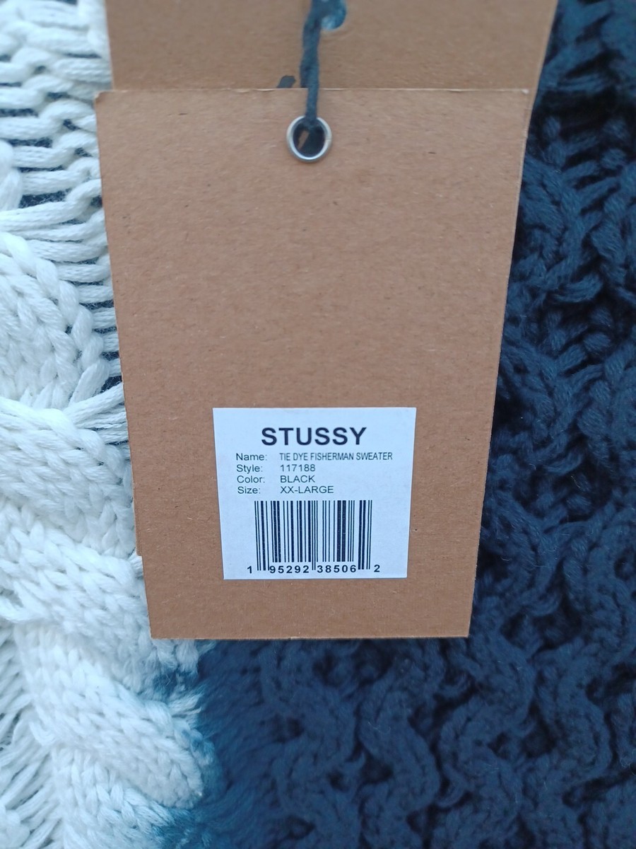 STUSSY TIE DYE FISHERMAN SWEATER Crew Neck Long Sleeve Knit STUSSY TIE DYE FISHERMAN SWEATER Crew Neck Long Sleeve Knit