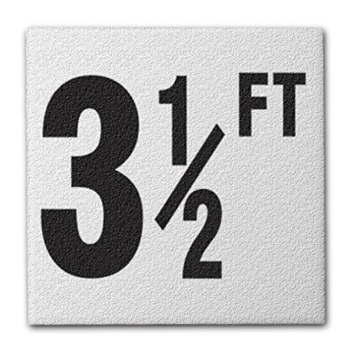 Ceramic 3 1/2FT Pool Sign Depth Marker, 5.8''x5.8'' w/ 4'' Font Abrasive Non-Slip