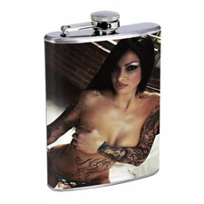 Chola Pin Up Girls D2 Flask 8oz Stainless Steel Hip Drinking Whiskey Gangsta