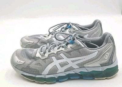  ASICS WOMENS GEL QUANTUM 360 6 PIEDMONT GREY AIZURI BLUE RUNNING SNEAKER Sz 8.5