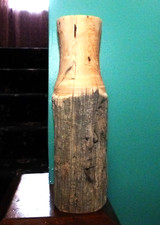 Vtg Wood Carved Bottle Vase Ranch Fence Post Rustic Americana Artist Sign Stamp