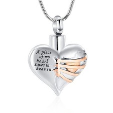 Imrsanl Heart Cremation Urn Necklace Pendant for Human Ashes - A Piece of My ...