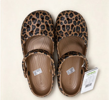 leopard Crocs Classic Printed Ballet Flat Clog Lightweight Casual Slip On Shoes