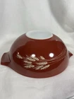 Pyrex 444 4 L Autumn Harvest Wheat Red Cinderella Glass Bowl Vintage 1980s