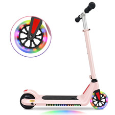 SANOPY Kids Electric Scooter Pink 120W 6MPH Adjustable Pink UL2272 LED Lights