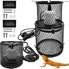 2 PCS Retractable Reptile Heat Lamp Guard,Reptile Anti-Scald Mesh Cage Guard ...