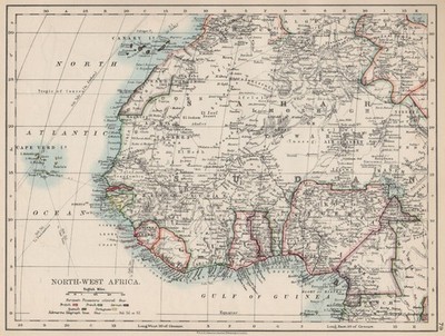 KOLONIALES WESTAFRIKA. Stammesgebiete. Wohnwagenstrecken. Niger Coast Prot. Karte 1903