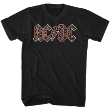 AC/DC Logo Leopard Print Black Rock and Roll Music Band T-Shirt