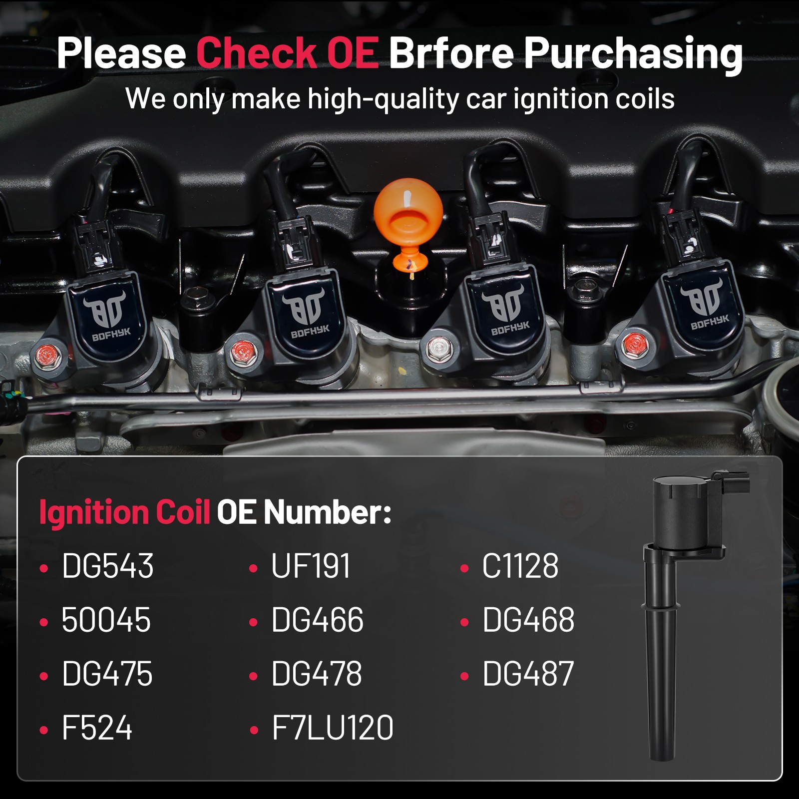 NEW 8 Pack Ignition Coils for Various Lincoln Ford GT Mustang DG512 C1141 UF191