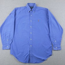 Polo Ralph Lauren Dress Shirt Mens 15 33 Blue Pinpoint Oxford Yarmouth Button Up