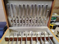 67 PC SET - Antique Holmes & Edwards MAY QUEEN Inlaid Silverplate flatware