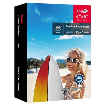Koala Premium Photo Paper 4x6 Inch Luster Finish, Soft Gloss 4''x6'', White 