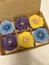 Set Of 6 Floating Flower Candles Assorted Colors Unscented Brand New In Box