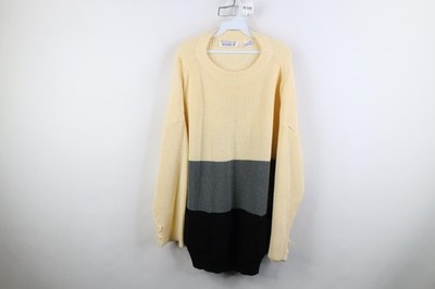 Vintage 90s Streetwear Womens 46 Baggy Oversized Ribbed Knit Pocket Sweater