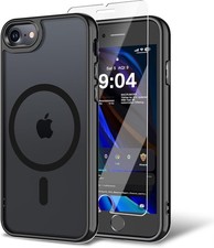 iPhone SE 2022/2020 Case, iPhone 7/8 Case with Screen Protector, Ultra Slim Blac