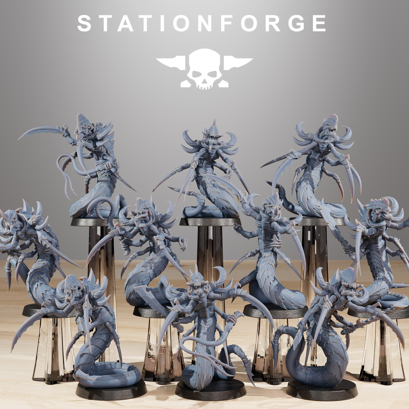 Station Forge Miniatures Xenarid Serpents Sci Fi Grim Dark Wargame Proxy Figure
