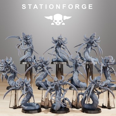 Station Forge Miniatures Xenarid Serpents Sci Fi Grim Dark Wargame Proxy Figures