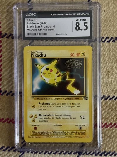 Pokémon TCG Pikachu #4 Stamped 1999 WB Movie Black Star Promo Card WOTC CGC 8.5