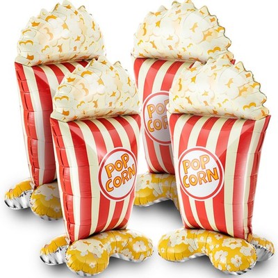 4 Pack 45 Inch Giant Standing Popcorn Balloons 3D Circus Carnival Foil Popcor...