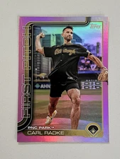 Carl Radke PNC Park 2025 Topps 2024 Pink Rainbow Foil First Pitch #FP-6
