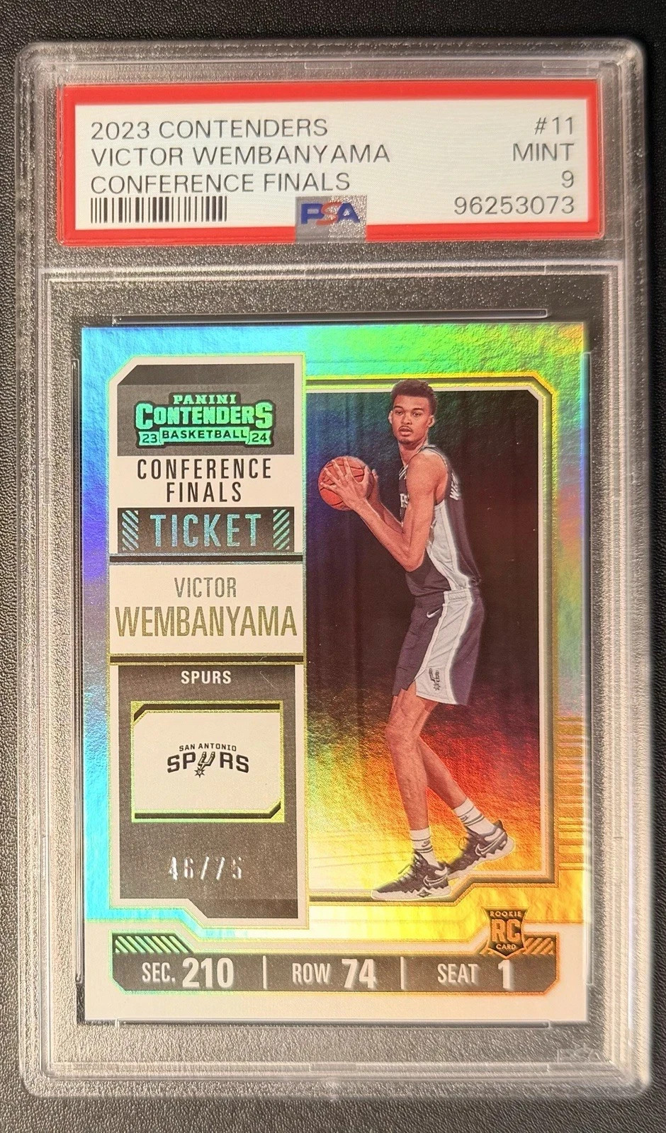 2023-24 Contenders VICTOR WEMBANYAMA Rookie Conference Finals Ticket /75 PSA 9!