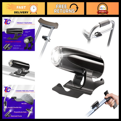 100 Lumen Clip-On LED Flashlight for Canes, Walkers, Wheelchairs - Hands-Free, W