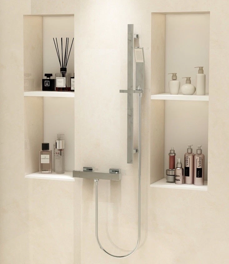 Kit completo de válvula termostática oculta de salida única cromada Imex Bloque2 F&F Foto 4 de 4