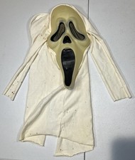vtg 1990s WHITE GLOW Scream Ghost Face Mask Fun World Div Gen 1 Cotton Shroud
