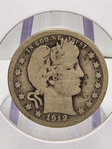 1912-P Barber Quarter Raw very good