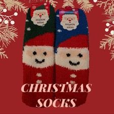 2 Pairs Of Plush Fuzzy Christmas Socks With Non-Slip Soles
