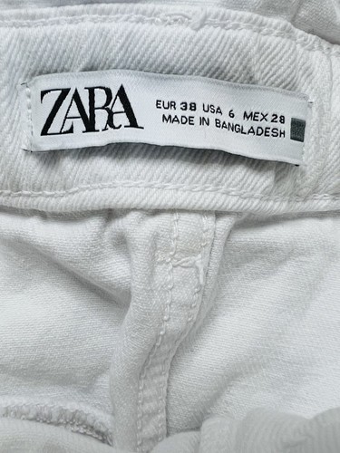 Zara Shorts Women's Size 6 White Denim Paperbag High Rise 3" Inseam Pockets - Picture 2 of 11