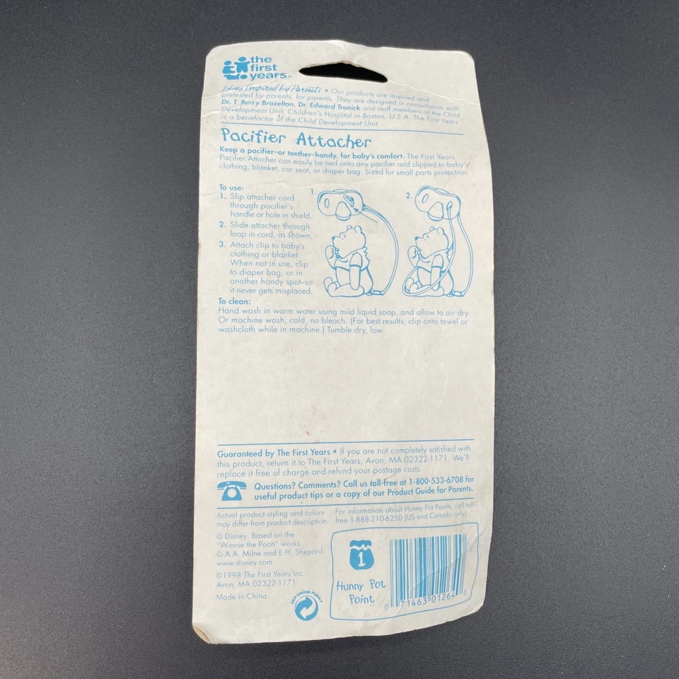 Novo Antigo 1998 Primeiros Anos Disney Winnie The Pooh Baby Chupeta Attacher Trela - Imagem 2 de 2