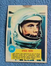 Original 1963 Topps Astronaut Card # 34 John Glenn Space Hero Popsicle 3D NASA