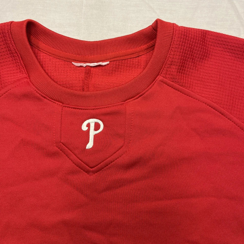 Philadelphia Phillies Sweater Mens Red MLB Baseball Pullover Therma Base Warm Up - Image 3 of 4