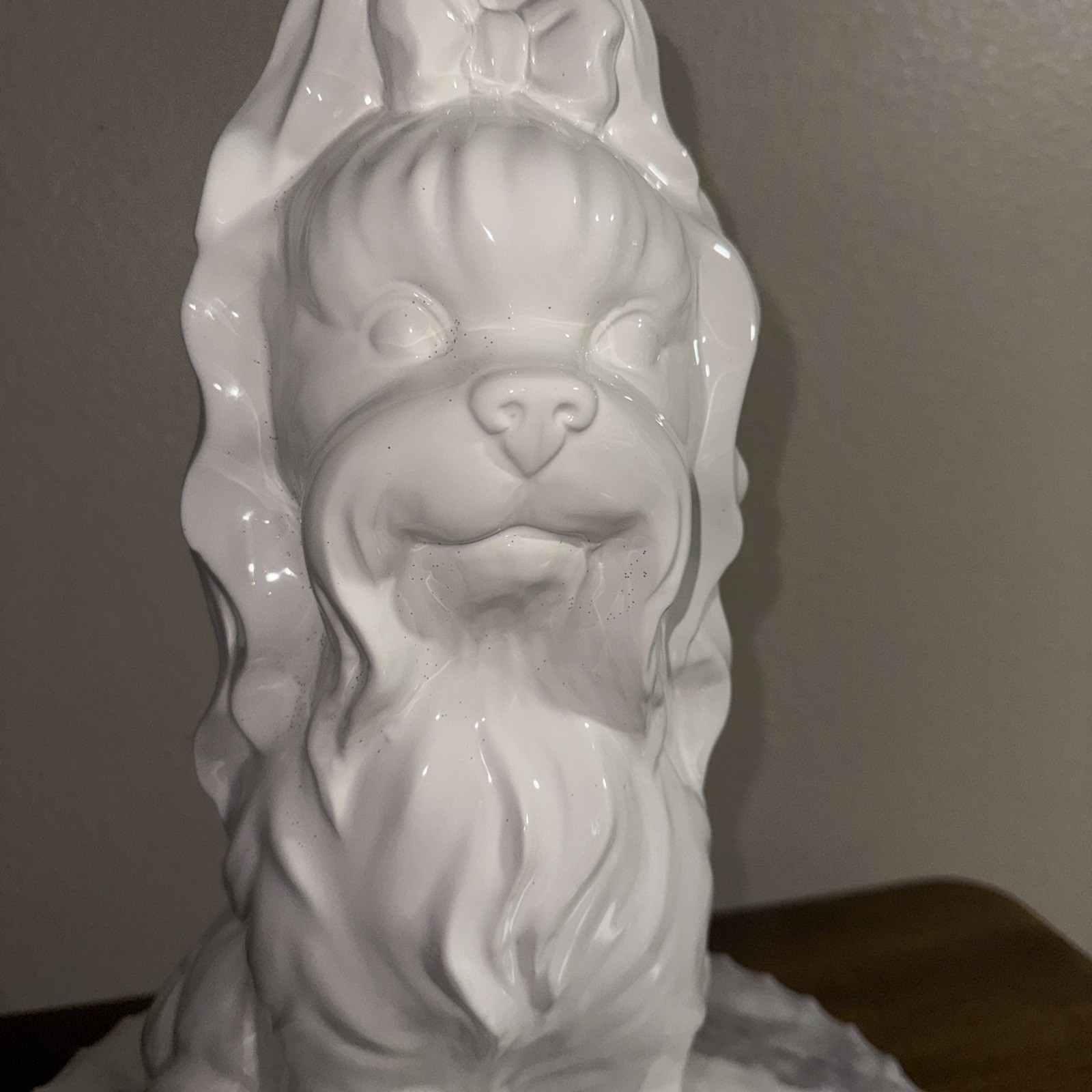 Shih Tzu Glazed Ceramic Decorative White Dog Statue 14” Tall New Without Tags