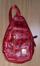 MCM Monogram Sling Bag Visetos Red Crossbody