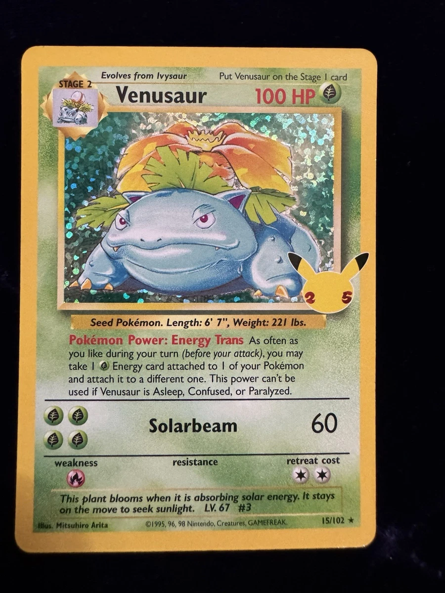 1999 venusaur pokemon card Pokemon 2004 Venusaur OP Series 2 Promo Card 6/17 Beckett BCCG 10 MINT PTC Collectibles Celebrate the incredible history of the TCG hobby by adding this Venusaur 1999 Pokemon Base Set Unlimited Holo Rare #15 PSA Authenticated 3 Card to your vault Venusaur 1st edition card sells