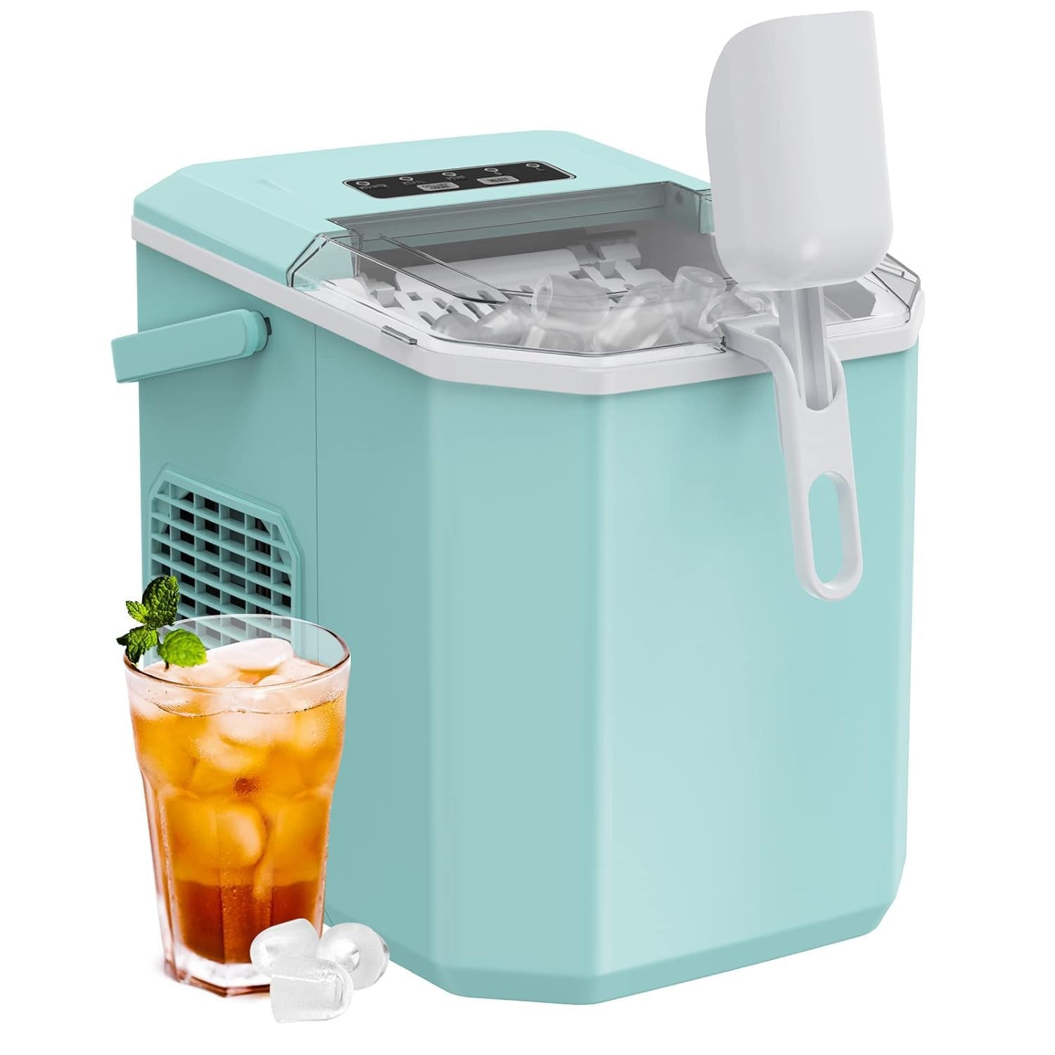 Portable Countertop Ice Maker with Self-Cleaning Function and Convenient Carry Handle