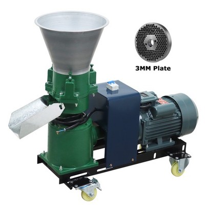 220V 3-Head Roller 3mm Disc Animal Feed Pellet Mill Machine 4.5KW 120-150Kg/h