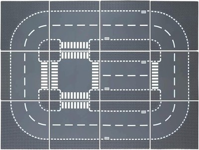 Road Base Plates for City Road Building Block,12 City Street Plates, 10''X10''Road