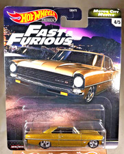 2020 Hot Wheels Fast & Furious-Motor City Muscle 4/5 '66 CHEVY NOVA Gold w/RR5Sp