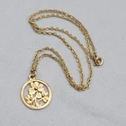 Vintage Dainty Flower Pendant Necklace Gold tone Estate Costume Jewelry 17"