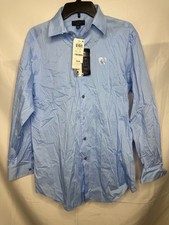 Alfani Mens Light Blue Stain Resistant Stretch Slim Fit Dress Shirt L 16-16.5